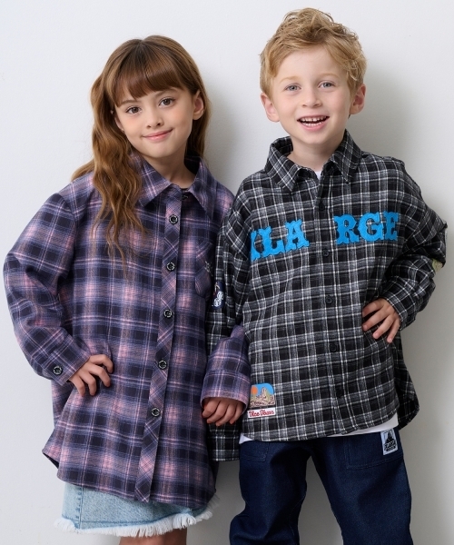 XLARGE KIDS(エクストララージキッズ)の「パッチロゴチェックシャツ(シャツ/ブラウス・キッズ・ブラック/ブラウン・140cm/110cm/130cm/120cm)」の18枚目の写真
