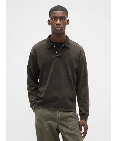 ヘビーウェイト ジャージー 長袖ポロシャツ（ポロシャツ）｜GAP