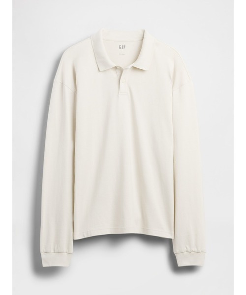 GAP（ギャップ）の「ヘビーウェイト ジャージー 長袖ポロシャツ（ポロシャツ・メンズ・スミクロ/ベージュ/ブラウン・XS/S/M/L/XL）」の7枚目の写真