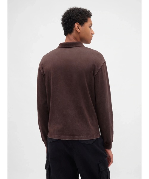 GAP（ギャップ）の「ヘビーウェイト ジャージー 長袖ポロシャツ（ポロシャツ・メンズ・スミクロ/ベージュ/ブラウン・XS/S/M/L/XL）」の9枚目の写真