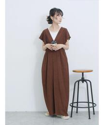 Samansa Mos2 blue | 楊柳ワイドロンパース(その他パンツ)