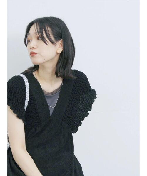 Samansa Mos2 blue（サマンサモスモスブルー）の「楊柳ワイドロンパース（その他パンツ・レディース・ブラウン/ブラック/グレー・F）」の4枚目の写真