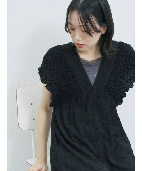 Samansa Mos2 blue（サマンサモスモスブルー）の「楊柳ワイドロンパース（その他パンツ・レディース・ブラウン/ブラック/グレー・F）」の5枚目の写真