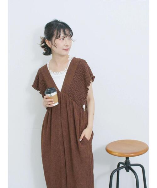 Samansa Mos2 blue（サマンサモスモスブルー）の「楊柳ワイドロンパース（その他パンツ・レディース・ブラウン/ブラック/グレー・F）」の7枚目の写真