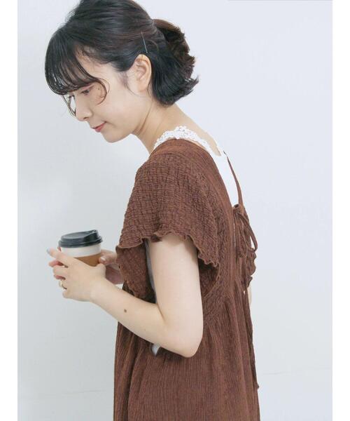 Samansa Mos2 blue（サマンサモスモスブルー）の「楊柳ワイドロンパース（その他パンツ・レディース・ブラウン/ブラック/グレー・F）」の10枚目の写真