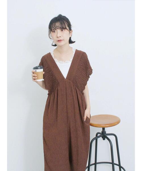 Samansa Mos2 blue（サマンサモスモスブルー）の「楊柳ワイドロンパース（その他パンツ・レディース・ブラウン/ブラック/グレー・F）」の14枚目の写真