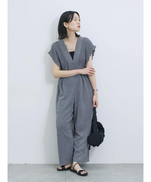 Samansa Mos2 blue（サマンサモスモスブルー）の「楊柳ワイドロンパース（その他パンツ・レディース・ブラウン/ブラック/グレー・F）」の19枚目の写真