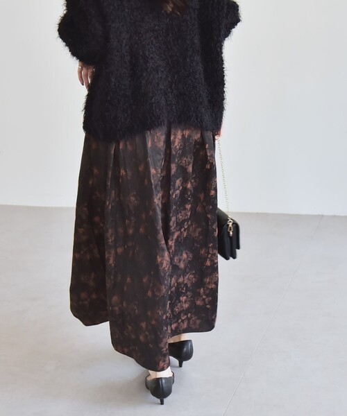 quaranciel:〈洗濯機可能〉フラワー ジャカード タック ギャザー