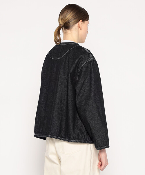 DANTON(ダントン)の「WOMEN'S DENIM COLLARLESS JACKET(デニムジャケット・レディース・ブラック/インディゴブルー・34/38/36)」の16枚目の写真