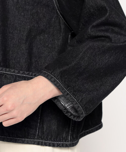 DANTON(ダントン)の「WOMEN'S DENIM COLLARLESS JACKET(デニムジャケット・レディース・ブラック/インディゴブルー・34/38/36)」の7枚目の写真
