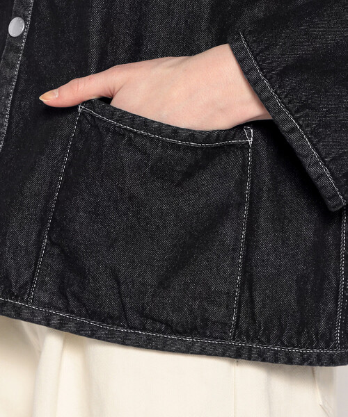 DANTON(ダントン)の「WOMEN'S DENIM COLLARLESS JACKET(デニムジャケット・レディース・ブラック/インディゴブルー・34/38/36)」の8枚目の写真
