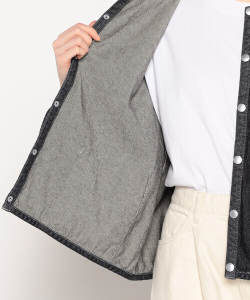 DANTON(ダントン)の「WOMEN'S DENIM COLLARLESS JACKET(デニムジャケット・レディース・ブラック/インディゴブルー・34/38/36)」の10枚目の写真