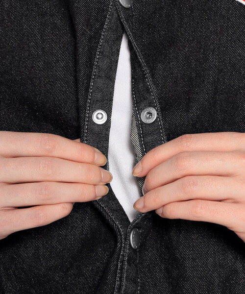 DANTON(ダントン)の「WOMEN'S DENIM COLLARLESS JACKET(デニムジャケット・レディース・ブラック/インディゴブルー・34/38/36)」の11枚目の写真