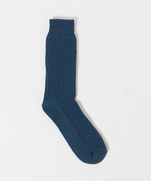 ROTOTO(ロトト)の「<ROTOTO>ワッフル クルーソックス(ソックス/靴下・メンズ・オレンジ/オリーブ/コバルトブルー・M)」の2枚目の写真