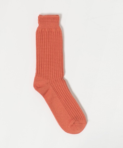 ROTOTO(ロトト)の「<ROTOTO>ワッフル クルーソックス(ソックス/靴下・メンズ・オレンジ/オリーブ/コバルトブルー・M)」の3枚目の写真