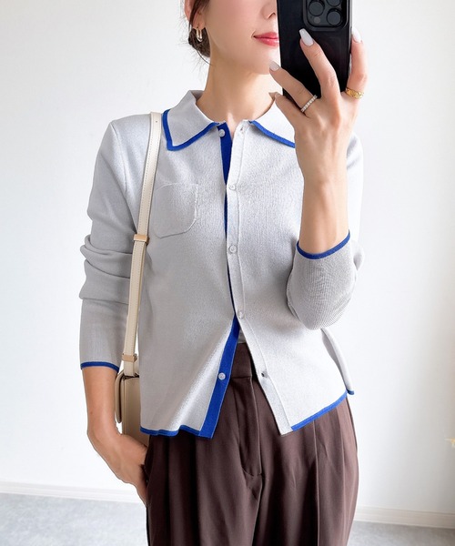 &. NOSTALGIA(アンドドットノスタルジア)の「【ZOZO限定】配色ニットカーディガン(カーディガン/ボレロ・レディース・ブラウン/ブラック/グレー・M)」の1枚目の写真