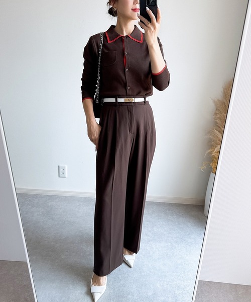 &. NOSTALGIA(アンドドットノスタルジア)の「【ZOZO限定】配色ニットカーディガン(カーディガン/ボレロ・レディース・ブラウン/ブラック/グレー・M)」の4枚目の写真