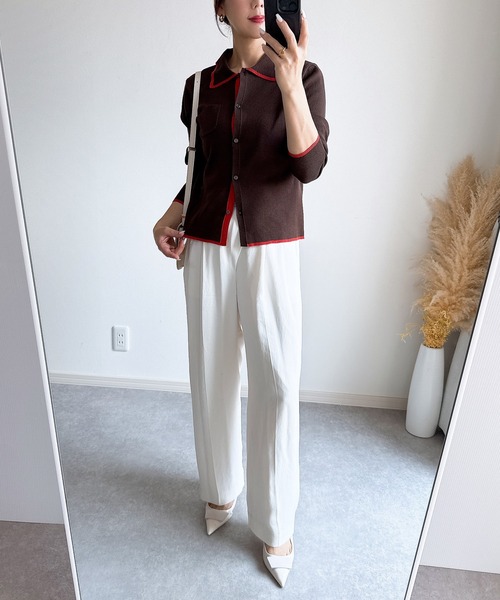 &. NOSTALGIA(アンドドットノスタルジア)の「【ZOZO限定】配色ニットカーディガン(カーディガン/ボレロ・レディース・ブラウン/ブラック/グレー・M)」の8枚目の写真