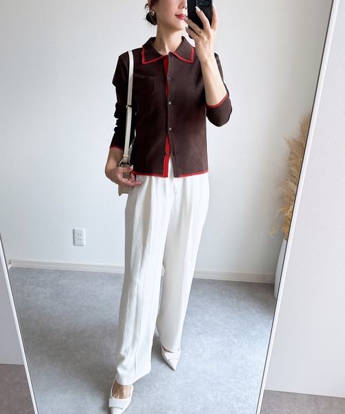 &. NOSTALGIA(アンドドットノスタルジア)の「【ZOZO限定】配色ニットカーディガン(カーディガン/ボレロ・レディース・ブラウン/ブラック/グレー・M)」の10枚目の写真