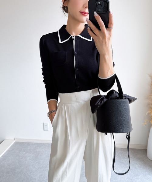 &. NOSTALGIA(アンドドットノスタルジア)の「【ZOZO限定】配色ニットカーディガン(カーディガン/ボレロ・レディース・ブラウン/ブラック/グレー・M)」の13枚目の写真