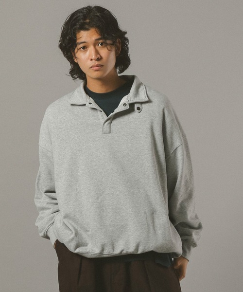 RAGEBLUE(レイジブルー)の「コンバーチブルポロスウェット(スウェット・メンズ・グレー/ブラック・MEDIUM/LARGE)」の1枚目の写真