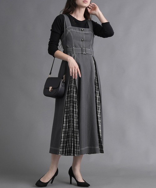 チェックプリーツ切替ジャンスカ（ジャンパースカート）｜Nohea