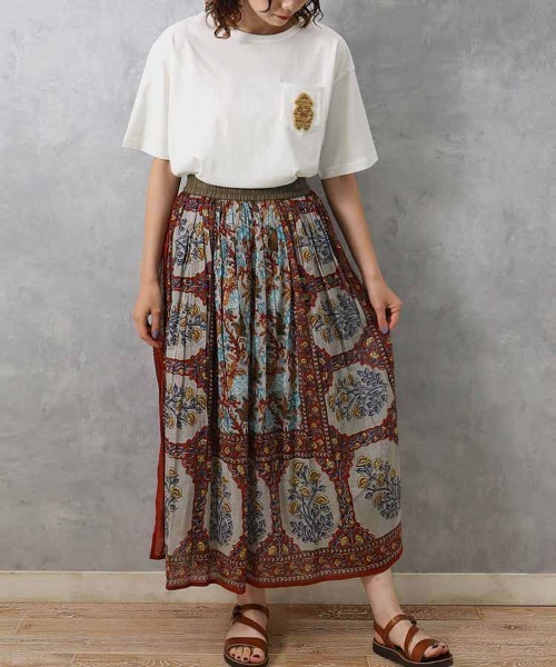 Bleu Bleuet（ブルーブルーエ）の「土偶ポケット付Tシャツ（Tシャツ/カットソー・レディース・グリーン/ホワイト・FREE）」の7枚目の写真