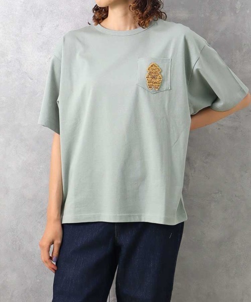 Bleu Bleuet（ブルーブルーエ）の「土偶ポケット付Tシャツ（Tシャツ/カットソー・レディース・グリーン/ホワイト・FREE）」の10枚目の写真