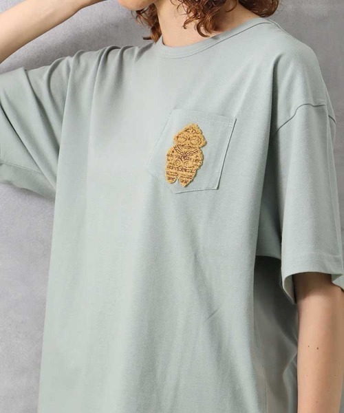 Bleu Bleuet（ブルーブルーエ）の「土偶ポケット付Tシャツ（Tシャツ/カットソー・レディース・グリーン/ホワイト・FREE）」の8枚目の写真
