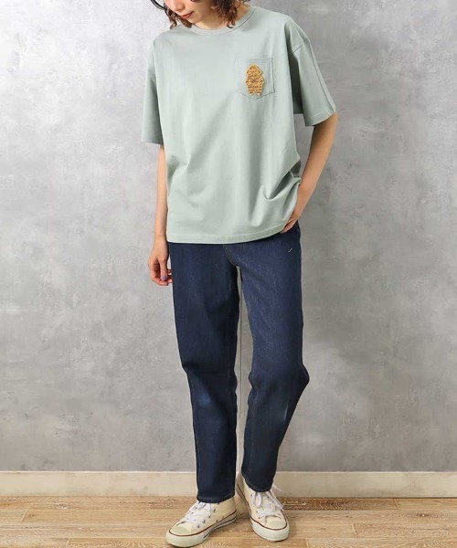 Bleu Bleuet（ブルーブルーエ）の「土偶ポケット付Tシャツ（Tシャツ/カットソー・レディース・グリーン/ホワイト・FREE）」の11枚目の写真