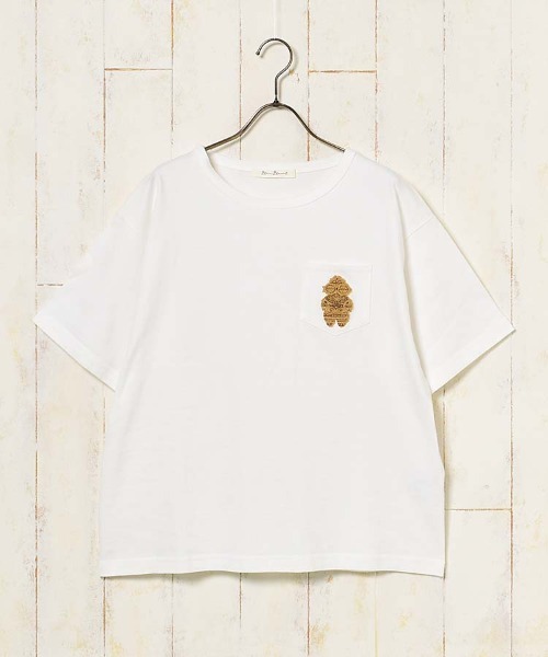 Bleu Bleuet（ブルーブルーエ）の「土偶ポケット付Tシャツ（Tシャツ/カットソー・レディース・グリーン/ホワイト・FREE）」の13枚目の写真
