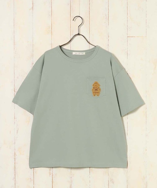 Bleu Bleuet（ブルーブルーエ）の「土偶ポケット付Tシャツ（Tシャツ/カットソー・レディース・グリーン/ホワイト・FREE）」の14枚目の写真