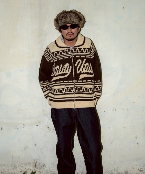 EFFECTEN(エフェクテン)の「【EFFECTEN】Utility cowichan sweater(ニット/セーター・メンズ・クリーム/ブラウン・FREE)」の1枚目の写真