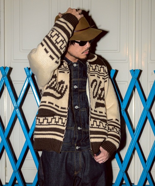 EFFECTEN(エフェクテン)の「【EFFECTEN】Utility cowichan sweater(ニット/セーター・メンズ・クリーム/ブラウン・FREE)」の2枚目の写真
