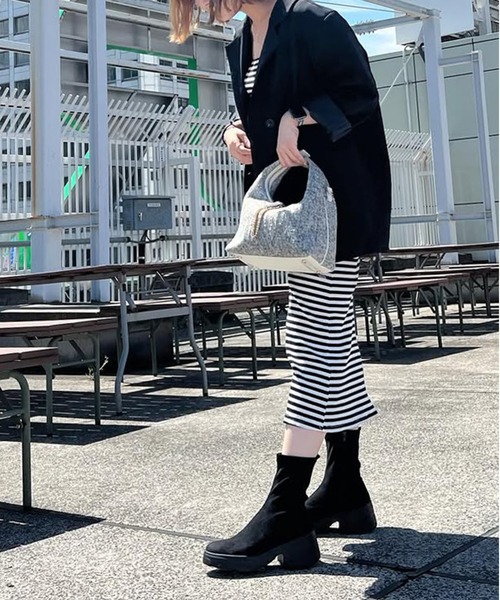 軽量】厚底ストレッチショートブーツ（ブーツ）｜+diana（プラス