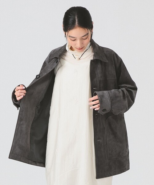 Ray BEAMS(レイビームス)の「フェイク スエード ハーフ コート(その他アウター・レディース・カーキ/グレー・1/0)」の12枚目の写真