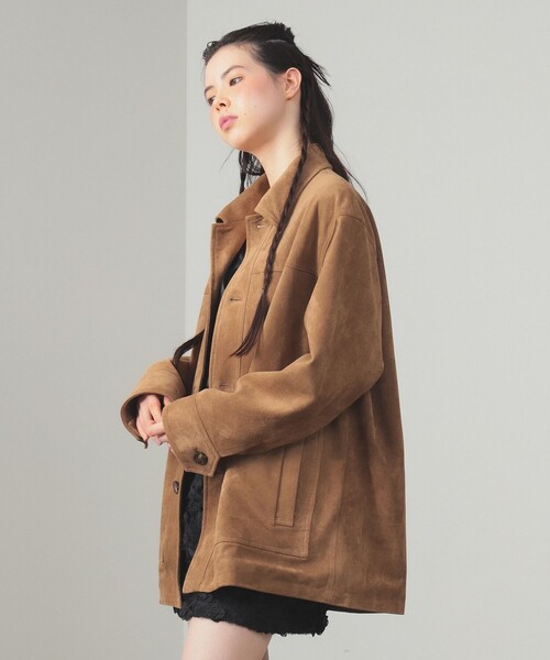 Ray BEAMS ツイード ジップ ハーフコート グリーン 2025年】レディース