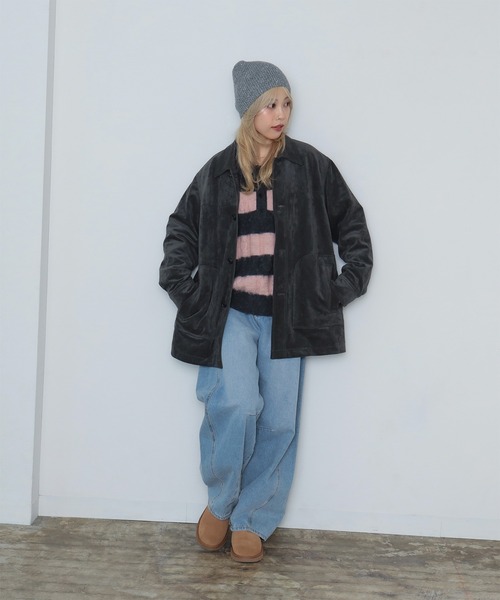 Ray BEAMS(レイビームス)の「フェイク スエード ハーフ コート(その他アウター・レディース・カーキ/グレー・1/0)」の4枚目の写真