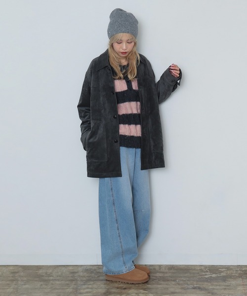 Ray BEAMS(レイビームス)の「フェイク スエード ハーフ コート(その他アウター・レディース・カーキ/グレー・1/0)」の5枚目の写真