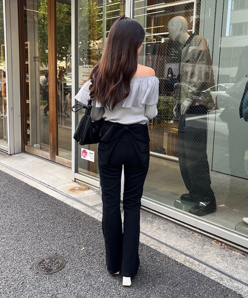 N*)様 【SUKALA】フレアリブパンツ　ブラックL 新品未開封 SUKALA】ベーシックリブフレアパンツ(XS・S・M・L・LLサイズ ブラック