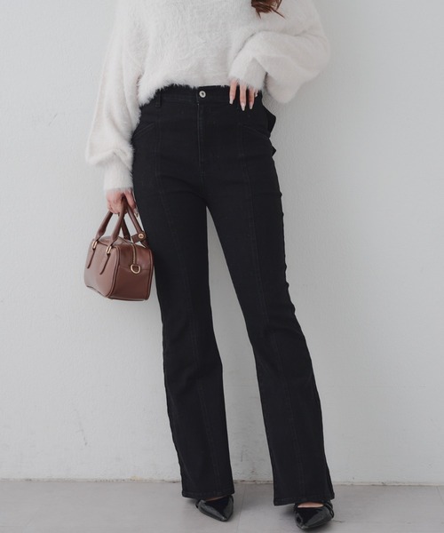 continuer de NICE CLAUP（コンティニューデナイスクラップ）の「【Lサイズが登場！】【後ろ姿まで可愛い】バックリボンデニムフレアパンツ（デニムパンツ・レディース・ブルー/ブラック/ブルー系その他・SMALL/MEDIUM/LARGE）」の13枚目の写真