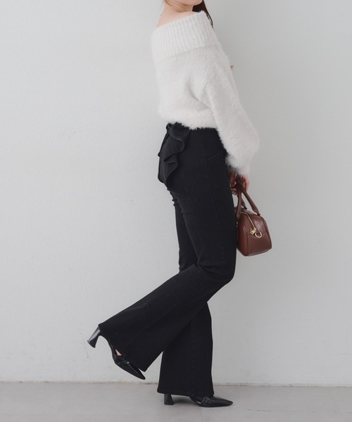 continuer de NICE CLAUP（コンティニューデナイスクラップ）の「【Lサイズが登場！】【後ろ姿まで可愛い】バックリボンデニムフレアパンツ（デニムパンツ・レディース・ブルー/ブラック/ブルー系その他・SMALL/MEDIUM/LARGE）」の15枚目の写真