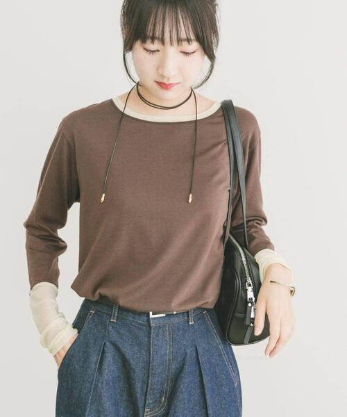 ITEMS URBANRESEARCH（アイテムズ アーバンリサーチ）の「ソデチュールロングスリーブカットソー（Tシャツ/カットソー・レディース・オフホワイト/ブラウン/ホワイト系その他・FREE）」の21枚目の写真