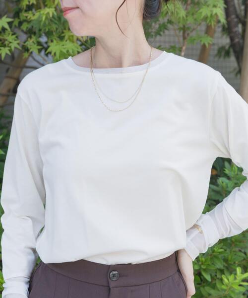 ITEMS URBANRESEARCH（アイテムズ アーバンリサーチ）の「ソデチュールロングスリーブカットソー（Tシャツ/カットソー・レディース・オフホワイト/ブラウン/ホワイト系その他・FREE）」の7枚目の写真