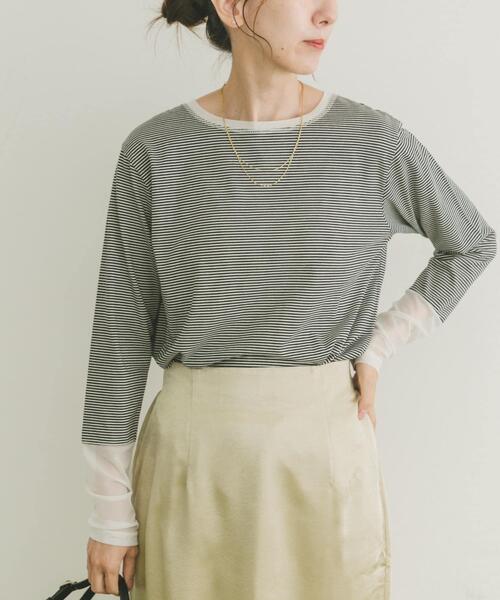 ITEMS URBANRESEARCH（アイテムズ アーバンリサーチ）の「ソデチュールロングスリーブカットソー（Tシャツ/カットソー・レディース・オフホワイト/ブラウン/ホワイト系その他・FREE）」の13枚目の写真