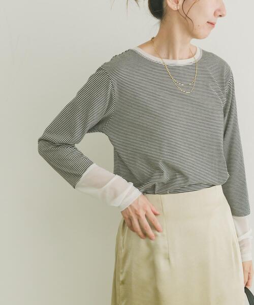 ITEMS URBANRESEARCH（アイテムズ アーバンリサーチ）の「ソデチュールロングスリーブカットソー（Tシャツ/カットソー・レディース・オフホワイト/ブラウン/ホワイト系その他・FREE）」の14枚目の写真