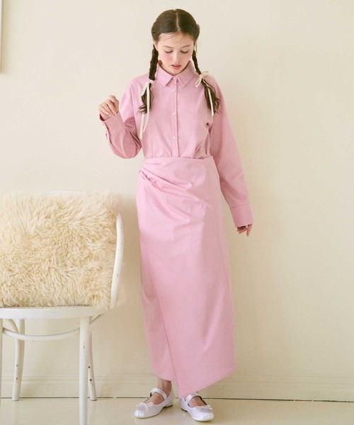 セール】ラップスカートコンビシャツワンピース（シャツワンピース