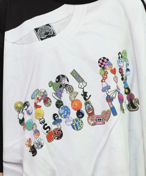 ScoLar（スカラー）の「ScoLar(スカラー) ロゴバッヂトリックアート柄Tシャツ（Tシャツ/カットソー・レディース・ブラック/ブルー・MEDIUM）」の9枚目の写真