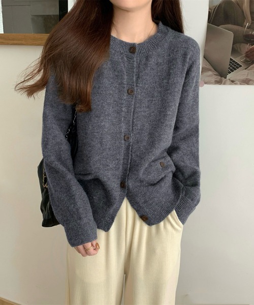Miniministore(ミニミニストア)の「ニットカーディガン ポケット付き 秋冬服(ニット/セーター・レディース・イエロー×グリーン/アイボリー/ブラック/レッド/ダークグレー/ベージュ・FREE)」の4枚目の写真