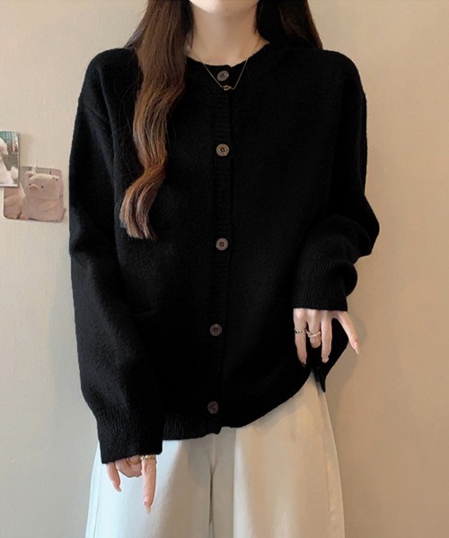 Miniministore(ミニミニストア)の「ニットカーディガン ポケット付き 秋冬服(ニット/セーター・レディース・イエロー×グリーン/アイボリー/ブラック/レッド/ダークグレー/ベージュ・FREE)」の10枚目の写真
